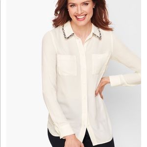 Talbots Embellished Collar Soft Shirt